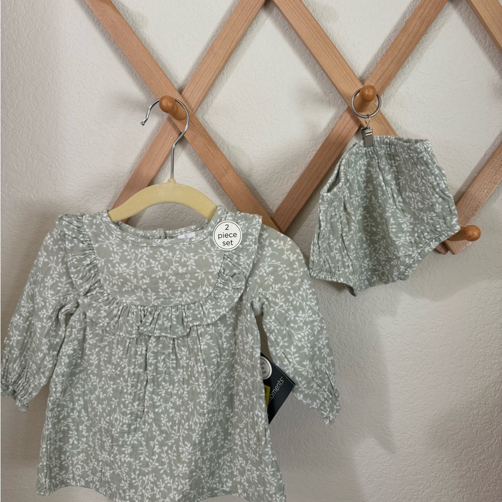 Floral Kids Matching Set in Green